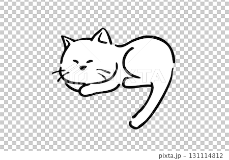 寝ている猫のシンプルな線画イラスト 寝ている猫のシンプルな線画イラスト 131114812