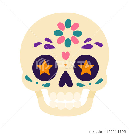 A skull with stars and flowers on it A skull with stars and flowers on it 131115506