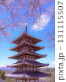 天空に咲く桜と五重塔 131115507