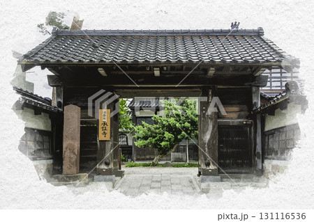 水彩画風　寺町　承証寺　石川県金沢市 131116536