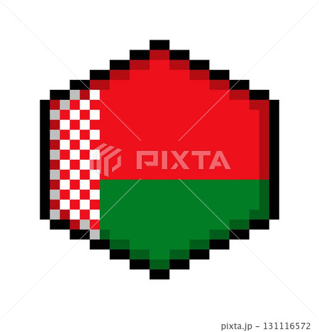 Belarus Pixel Art Flag Icon in Hexagon Shape. 131116572