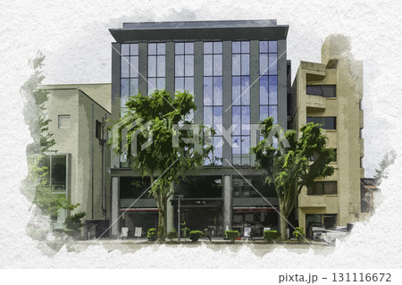 水彩画風　金沢市街地　ファーストホテル金沢　石川県金沢市 131116672