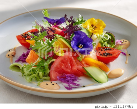 fresh salad with salmon 131117465