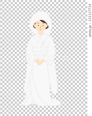 結婚式、和装の新郎新婦のイラスト 131117714