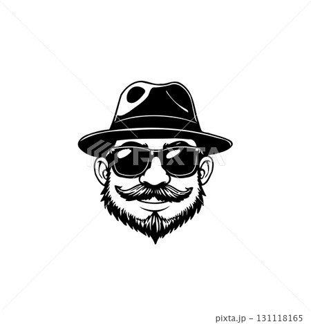 Stylish man with hat and sunglasses, detailed vector illustration for design projects 131118165