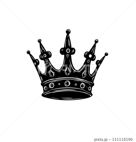 Elegant monochrome crown illustration with detailed design and classic royalty 131118190