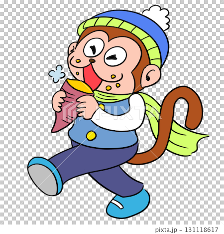 さつまいもを食べる猿のイラスト 131118617