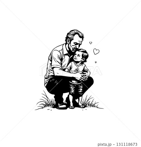 Heartwarming Father and Son Moment: A Tender Embrace of Love and Togetherness 131118673