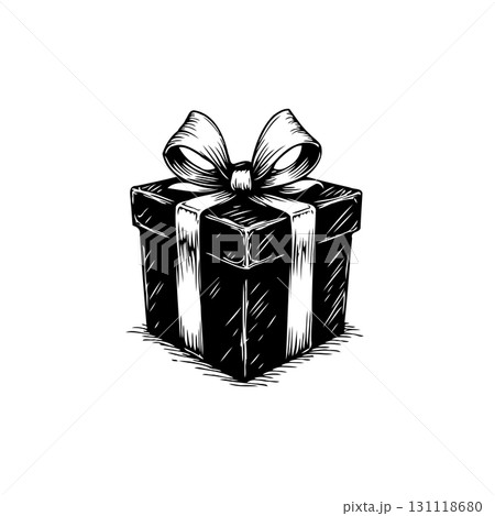 Elegant gift box illustration with ribbon bow showcasing vintage style and charm 131118680