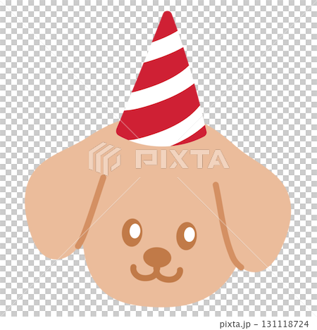 Cute Christmas illustration of puppy wearing party hat for Christmas decoration, festive winter season, sticker, dog cartoon, character, standee, patch, card, adopt and rescue animal, pet shop, vet Cute Christmas illustration of puppy wearing party hat for Christmas decoration, festive winter season, sticker, dog cartoon, character, standee, patch, card, adopt and rescue animal, pet shop, vet 131118724