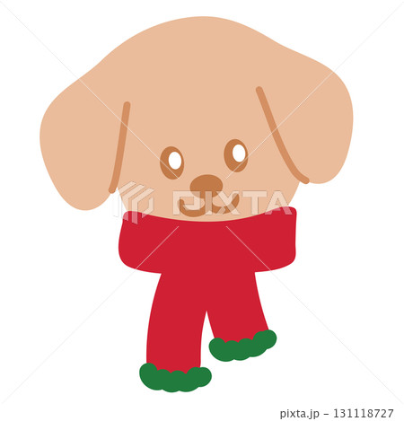 Cute Christmas illustration of puppy wearing red scarf for Christmas decoration, festive winter season, sticker, dog cartoon, character, standee, patch, card, adopt and rescue animal, pet shop, vet Cute Christmas illustration of puppy wearing red scarf for Christmas decoration, festive winter season, sticker, dog cartoon, character, standee, patch, card, adopt and rescue animal, pet shop, vet 131118727