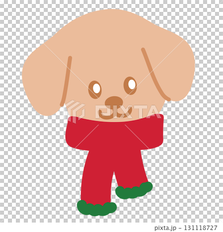Cute Christmas illustration of puppy wearing red scarf for Christmas decoration, festive winter season, sticker, dog cartoon, character, standee, patch, card, adopt and rescue animal, pet shop, vet Cute Christmas illustration of puppy wearing red scarf for Christmas decoration, festive winter season, sticker, dog cartoon, character, standee, patch, card, adopt and rescue animal, pet shop, vet 131118727