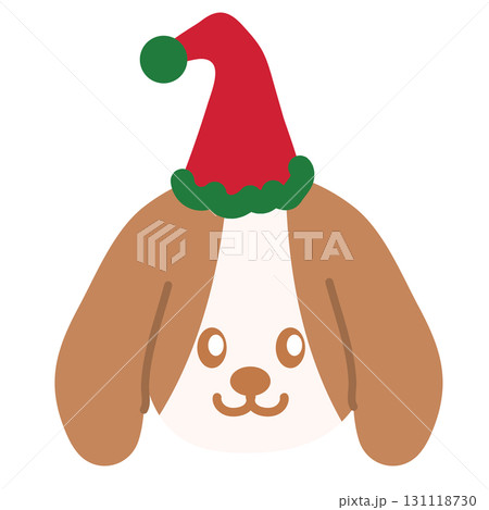 Cute Christmas illustration of puppy wearing party hat for Christmas decoration, festive winter season, sticker, dog cartoon, character, standee, patch, card, adopt and rescue animal, pet shop, vet Cute Christmas illustration of puppy wearing party hat for Christmas decoration, festive winter season, sticker, dog cartoon, character, standee, patch, card, adopt and rescue animal, pet shop, vet 131118730