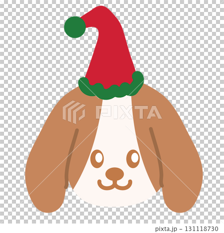 Cute Christmas illustration of puppy wearing party hat for Christmas decoration, festive winter season, sticker, dog cartoon, character, standee, patch, card, adopt and rescue animal, pet shop, vet Cute Christmas illustration of puppy wearing party hat for Christmas decoration, festive winter season, sticker, dog cartoon, character, standee, patch, card, adopt and rescue animal, pet shop, vet 131118730