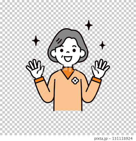 Happy and touched, senior generation elderly woman upper body vector illustration material 131118924