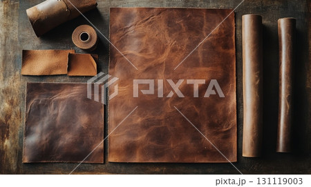 Genuine leather material pieces and rolls for crafting 131119003