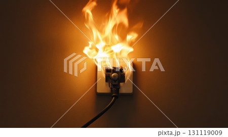 Power outlet catching fire due to dangerous electrical overload 131119009