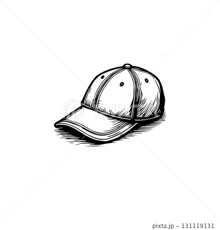 Detailed Monochrome Illustration of a Baseball Cap on White Background for Editorial Use Detailed Monochrome Illustration of a Baseball Cap on White Background for Editorial Use 131119131