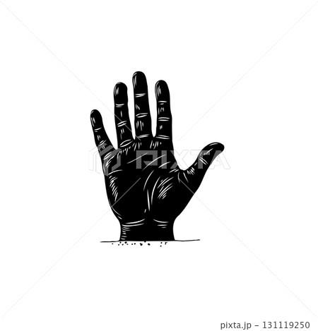 Illustration of an open hand with visible palm lines and fingers on white background Illustration of an open hand with visible palm lines and fingers on white background 131119250