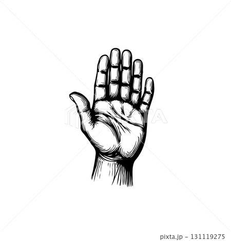 Detailed Hand Illustration: A Striking Black and White Graphic with Artistic Flair 131119275