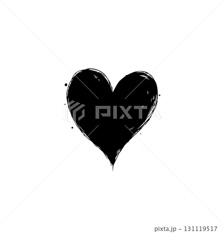 Distressed black heart illustration on white background for creative projects 131119517