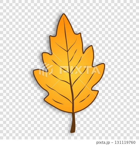 A bright, simple orange autumn leaf with streaks and shadows on a transparent background. A bright, simple orange autumn leaf with streaks and shadows on a transparent background. 131119760