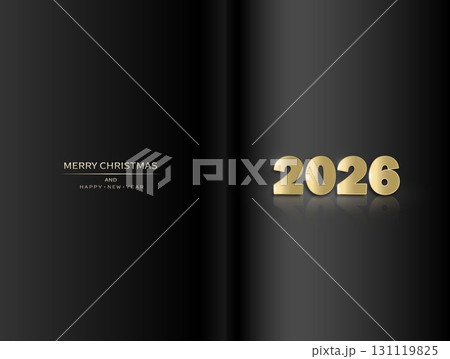 New Year's greeting card, flyer, invitation. The layout of an open postcard or magazine. 131119825