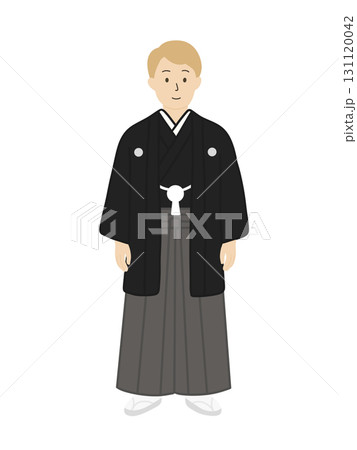 日本の和装の結婚式の新郎のイラスト　 131120042