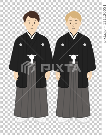 同性婚日本の和装の結婚式の新郎新婦のイラスト　LGBTQ 同性愛者 131120051
