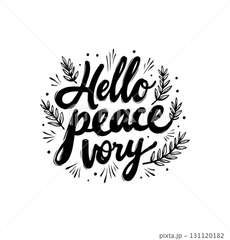 Hello Peace Ivory: A Serene Black and White Hand-Lettered Calligraphy Design Hello Peace Ivory: A Serene Black and White Hand-Lettered Calligraphy Design 131120182