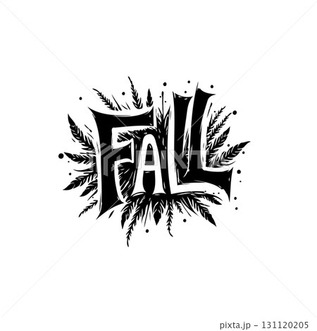 Fall-themed black and white illustration with decorative leaves accentuating the season Fall-themed black and white illustration with decorative leaves accentuating the season 131120205