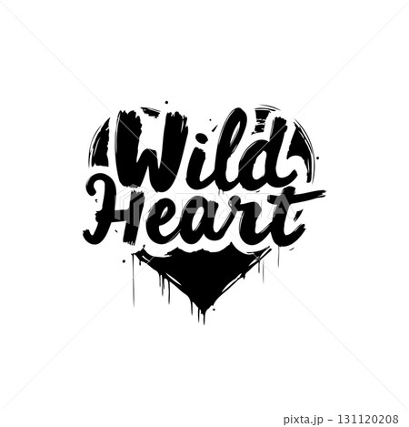 Wild Heart Illustration: Bold Typography Design with Textured Heart Symbol 131120208