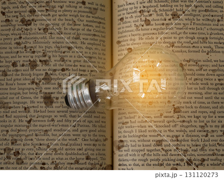 Light bulb on an old book background.Education concept. Light bulb on an old book background.Education concept. 131120273