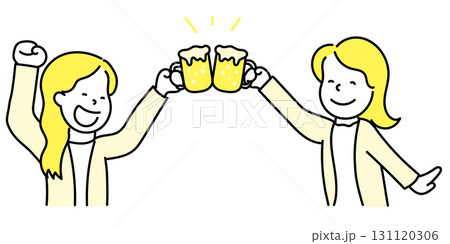 笑顔で乾杯する女性2人のイラスト 131120306