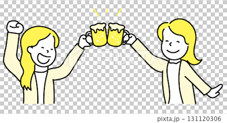笑顔で乾杯する女性2人のイラスト 131120306