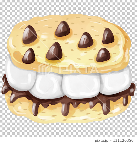 Watercolor hand drawn dessert s'mores 131120350