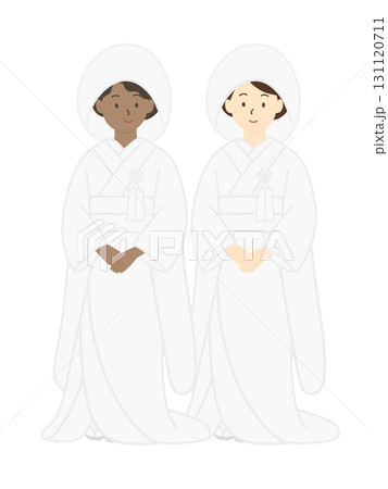 同性婚　和装の結婚式のイラスト 131120711