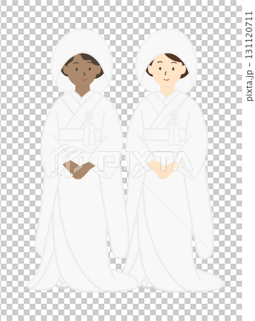 同性婚　和装の結婚式のイラスト 131120711