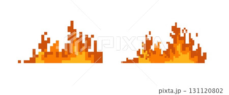Mosaic pixel flames in retro video game style with playful, expressive, detailed 8 bit design 131120802
