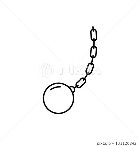 Outline wrecking ball with chain for demolition and destruction in industrial equipment design Outline wrecking ball with chain for demolition and destruction in industrial equipment design 131120842