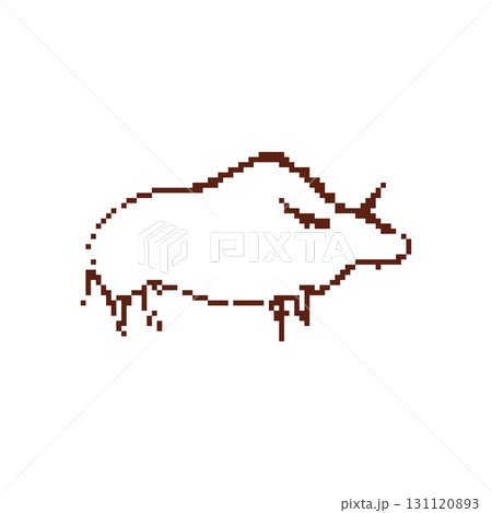 Mosaic pixel bull crafted in retro style resembling iconic sprite graphics for vintage appeal Mosaic pixel bull crafted in retro style resembling iconic sprite graphics for vintage appeal 131120893