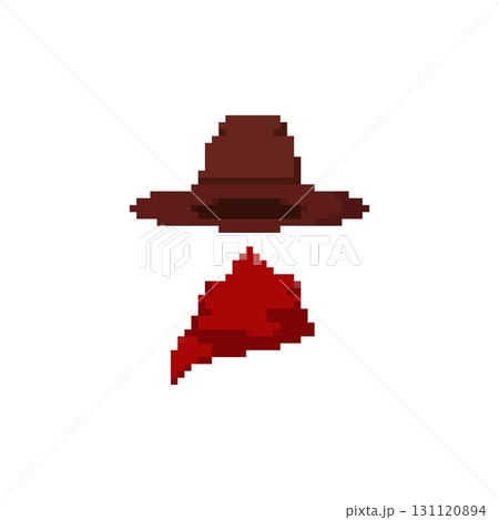 Mosaic pixel hat and scarf in minimal style with retro aesthetic and playful appearance 131120894