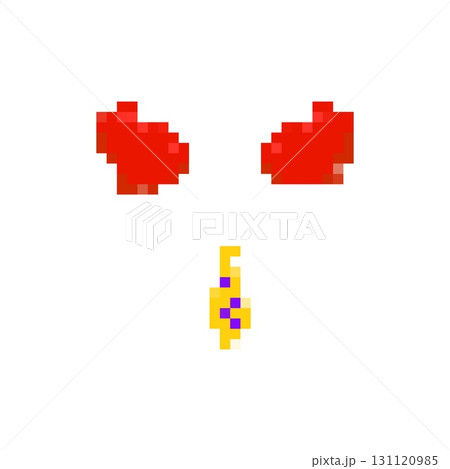 Mosaic pixel art expression with angry eyes and cartoon style floating key Mosaic pixel art expression with angry eyes and cartoon style floating key 131120985