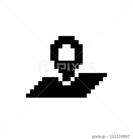 Mosaic style pixel art of location pointer icon in retro sprite design Mosaic style pixel art of location pointer icon in retro sprite design 131120997