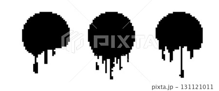 Black dripping circles on white background for creative design 131121011
