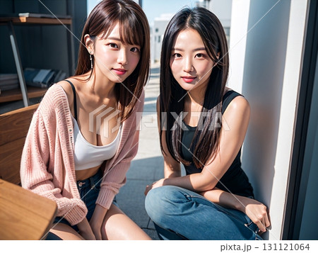 スマホを見る女性 131121064