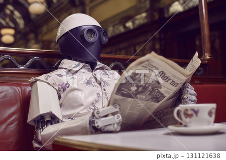 Robot reading a newspaper 131121638