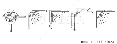 Set of line geometric corners. Modern decorative linear elements. Classic design for decoration. 131121678