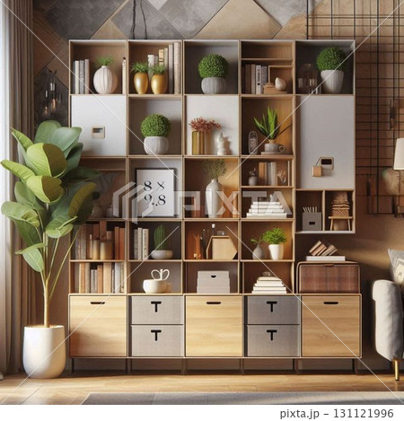 おしゃれな壁面収納 131121996