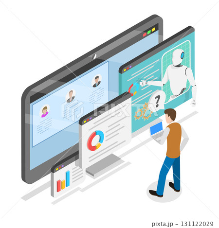 3D Isometric Flat Vector Illustration of AI...のイラスト素材 [131122029] - PIXTA